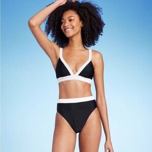Women'sHigh Waist Cheeky Wide Band
Bikini Bottom - Shade & Shore™ Black/White